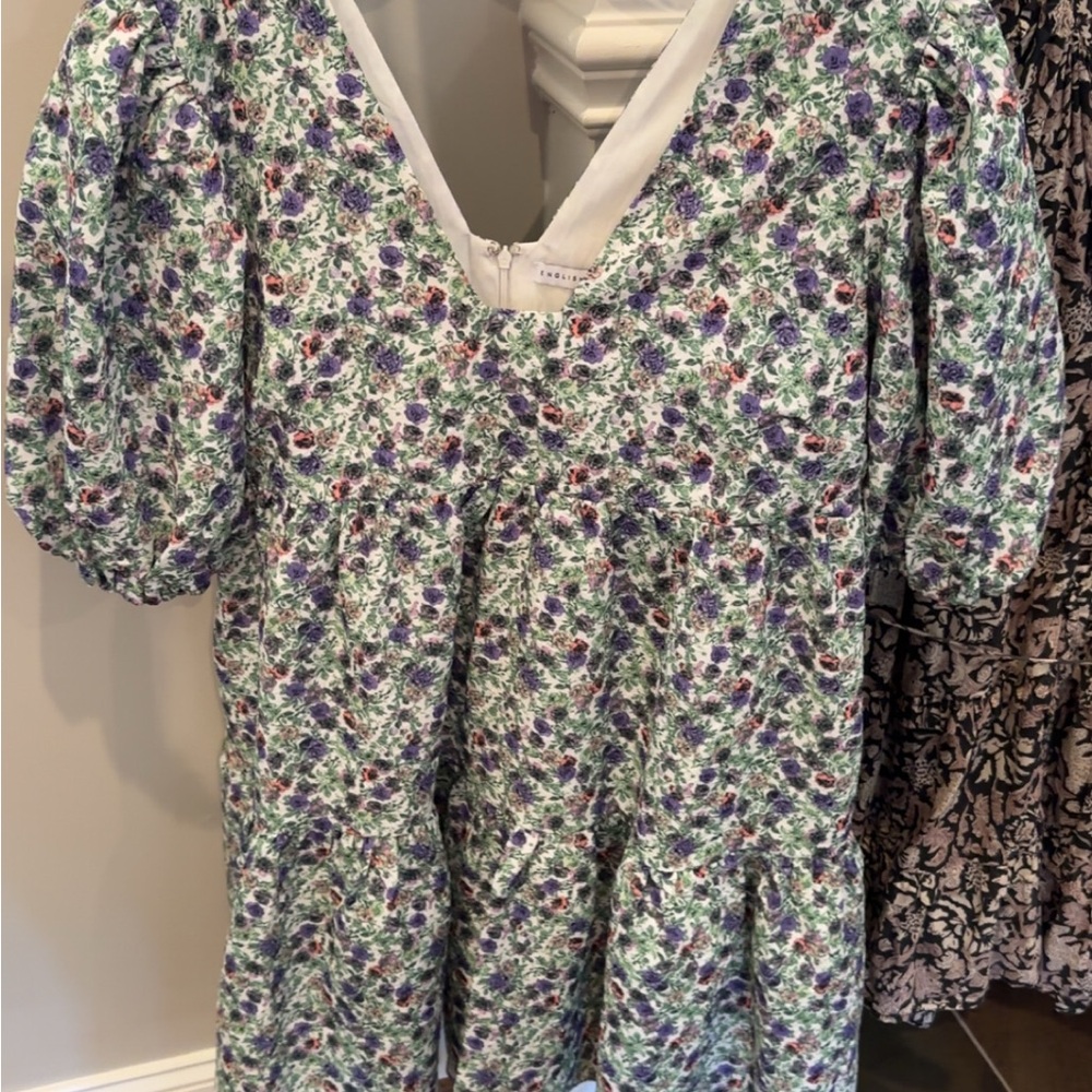 English Factory Floral Mini Dress - Purple and Green